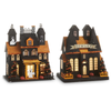 Raz 11.5" Lighted Paper Haunted House Set of 2 Halloween Decoration 4615543