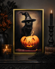Raz 11.5" Witch's Familiar Black Cat On Pumpkin Wall Art Halloween Decoration 4657324-2