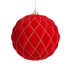 Raz 8" Red Quilted Ball Glass Christmas Ornament 4632752 -3