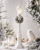 Raz 18" White Lighted Lamp Post with White Bow Wreath Christmas Decoration 4601609-2