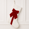 Raz 22" White Velvet with Red Velvet Bow Christmas Stocking 4604513-2