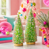 Raz 12" Green Sprinkle Bottle Brush Trees Christmas Decoration 4606805-2