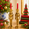 Raz 10" Set of 2 Gold Nutcracker Christmas Candlesticks Holders 4611384-2