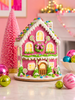 Raz 12" Bright Pink Lighted Gingerbread House Christmas Decoration 4616152-2