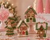 Raz 8" Box of Lighted Gingerbread Houses and Trees Christmas Figures 5 pc set4616164