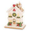 Raz 12.5" Lighted Poinsettia Gingerbread House Christmas Decoration 4616398