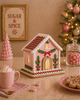 Raz 8.25" Pink Lighted Gingerbread House Christmas Decoration 4616417-2