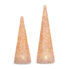 Raz 12" Lighted Beaded Pink Cone Trees Christmas Decoration 4623051-2