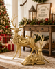 Raz Enchanted Gold Laying or Standing Deer Christmas Figure - 4