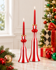 Raz 10" Red and White Candlesticks Christmas Candle Holder 4630532-2