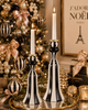 Raz 10" Black and White Christmas Candlesticks 4630543 - 2