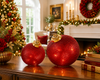 Raz Set of 2 Large Red Lighted Glass Christmas Ornament Decoration 4650176