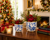 Raz 8" Set of 2 Blue Bird Delft Cache Pot Christmas Home Decoration 4651089-2