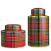 Raz 8" or 12" Tartan Plaid Decorative Jar Christmas Decoration -2