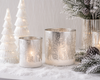 Raz 6" Snowy Forest Glass Christmas Containers or Candle Holders 4671305-2