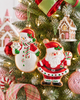 Raz 5" Set of 2 Gingerbread Santa and Snowman Glass Christmas Ornament 4619144-2