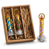 Raz 6" Box of Multicolor Striped Clip-On Candle Glass Christmas Ornaments 4620918
