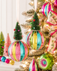 Raz 5.75" Set of 2 Tree Topped Striped Ball Glass Christmas Ornament 4622993-2