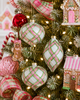 Raz 4" Set of 3 Pink and Green Plaid Glass Christmas Ornament 4623056-2