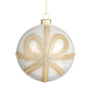 Raz 5" Gold Bow White Ball Glass Christmas Ornament 4623097 -2