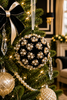 Raz 4" White Pearl Clustered On Black Ball Christmas Ornament 4624626-2