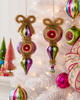 Raz 8" Set of 2 Tinsel Reflector Finial Glass Christmas Ornament 4624640-2