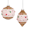 Raz 5" Set of 2 Candy Dot Gingerbread Glass Christmas Ornament 4624659 -2