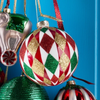 Raz 5" Harlequin Pattern Ball Glass Christmas Ornament 4624663