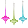 Raz 10" Neon Pink, Green, or Blue Swirl Top Glass Christmas Ornament