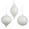 Raz 6" Set of 3 White Stripe Glass Christmas Ornament 4624675