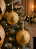 Raz 4" or 5" Champagne Glitter Ball Glass Christmas Ornament -4