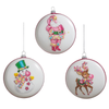 Raz 5" Set of 3 Bubblegum Blowin' Disc Glass Christmas Ornament 4624822