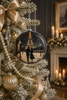 Raz 4.75" Winter Magic Eiffel Tower Disc Glass Christmas Ornament 4624910-2