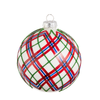 Raz 4" Red and Blue Plaid Glass Christmas Ornament 4624931