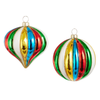 Raz 3" Set of 3 Multicolor Stripe Glass Christmas Ornament 4625001 -2