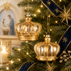Raz 3.5" Set of 2 Gold Crown Glass Christmas Ornament 4625053-2