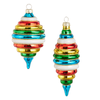 Raz 6" Set of 2 Multicolor Finial Glass Christmas Ornament 4625270