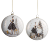 4.75" Set of 2 Moonlit Gala Ladies In Dresses Disc Glass Christmas Ornament 4625277