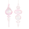 Raz 9.5" Soft Pink Finial Glass Christmas Ornament 4625305