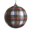 Raz 4" or 6" White Plaid Ball Christmas Ornament -2