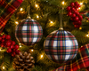 Raz 4" or 6" White Plaid Ball Christmas Ornament-6
