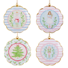 Raz 6" Set of 4 Pastel Nutcracker Scalloped Frame Christmas Ornament 4636537