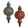 Raz 6.75" Set of 2 Red and Blue Beaded Finial Christmas Ornament 4652956