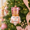 Raz 7.25 Pink Nutcracker Head Glass Christmas Ornament 4652975-2