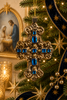 Raz Eric Cortina 6.25" Blue Jeweled Cross Glass Christmas Ornament 4653158-2