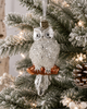 Raz Imports Eric Cortina 5" White Jeweled Night Owl Glass Christmas Ornament 4653161-2