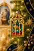 Raz Eric Cortina 6" Crown Window Glass Christmas Ornament 4653167 -2