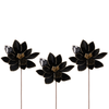 Raz 21" Set of 3 Black Metallic Poinsettia Stem Christmas Tree Accessory F4631064