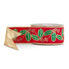 Raz 2.5" X 5 Yds Metallic Holly Wired Christmas Ribbon R4671757