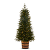 Raz 4' or 5' Pre-Lit Norway Spruce Christmas Tree in Barrel Pot -4